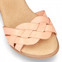 Cowhide leather Braided sandal shoes for toddler girls.