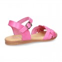 Cowhide leather Braided sandal shoes for toddler girls.