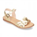 Cowhide leather Braided sandal shoes for toddler girls.