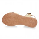 Cowhide leather Braided sandal shoes for toddler girls.