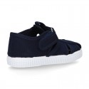 New Cotton Canvas T-strap shoes Sandal style with VELCRO strap closure.