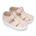 New Cotton Canvas T-strap shoes Sandal style with VELCRO strap closure.