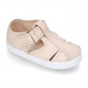 New Cotton Canvas T-strap shoes Sandal style with VELCRO strap closure.