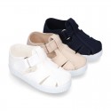 New Cotton Canvas T-strap shoes Sandal style with VELCRO strap closure.