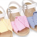 Little LINEN canvas SANDAL shoes espadrille style with STRIPES design.