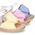 Little LINEN canvas SANDAL shoes espadrille style with STRIPES design.