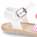 Little LINEN canvas SANDAL shoes espadrille style with STRIPES design.