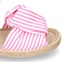 Little LINEN canvas SANDAL shoes espadrille style with STRIPES design.