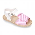 Little LINEN canvas SANDAL shoes espadrille style with STRIPES design.