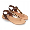 New ANIMAL PRINT leather sandal shoes Gladiator style for toddler girls.