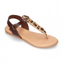 New ANIMAL PRINT leather sandal shoes Gladiator style for toddler girls.