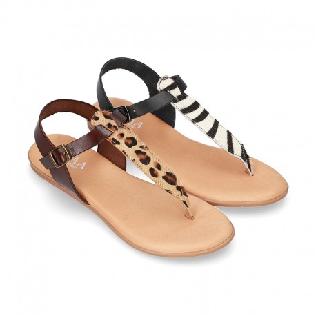 New ANIMAL PRINT leather sandal shoes Gladiator style for toddler girls.