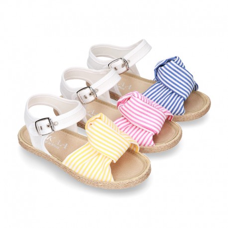 Little LINEN canvas SANDAL shoes espadrille style with STRIPES design.