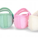 PLUMETI Cotton canvas BABY Mary Janes with velcro strap in pastel colors.