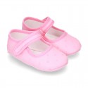 PLUMETI Cotton canvas BABY Mary Janes with velcro strap in pastel colors.