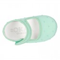 PLUMETI Cotton canvas BABY Mary Janes with velcro strap in pastel colors.