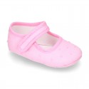 PLUMETI Cotton canvas BABY Mary Janes with velcro strap in pastel colors.