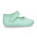 PLUMETI Cotton canvas BABY Mary Janes with velcro strap in pastel colors.