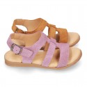 SUEDE leather T-Strap sandal shoes for toddler girls.