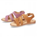 SUEDE leather T-Strap sandal shoes for toddler girls.