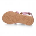 SUEDE leather T-Strap sandal shoes for toddler girls.