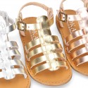 New METAL leather sandal shoes Gladiator style for toddler girls.