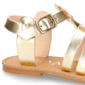 New METAL leather sandal shoes Gladiator style for toddler girls.