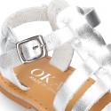 New METAL leather sandal shoes Gladiator style for toddler girls.