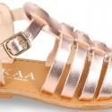 New METAL leather sandal shoes Gladiator style for toddler girls.