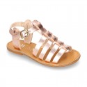 New METAL leather sandal shoes Gladiator style for toddler girls.