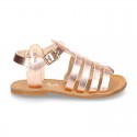 New METAL leather sandal shoes Gladiator style for toddler girls.