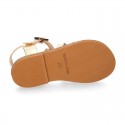 New METAL leather sandal shoes Gladiator style for toddler girls.