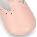 New Nappa leather Pepito or T-strap shoes with buckle fastening for babies in seasonal colors.