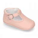 New Nappa leather Pepito or T-strap shoes with buckle fastening for babies in seasonal colors.