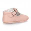 New Nappa leather Pepito or T-strap shoes with buckle fastening for babies in seasonal colors.