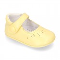 New Little Mary Jane shoes with velcro strap for babies in leather in seasonal colors.