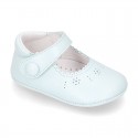 New Little Mary Jane shoes with velcro strap for babies in leather in seasonal colors.