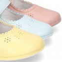 New Little Mary Jane shoes with velcro strap for babies in leather in seasonal colors.