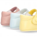 New Little Mary Jane shoes with velcro strap for babies in leather in seasonal colors.