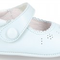 New Little Mary Jane shoes with velcro strap for babies in leather in seasonal colors.