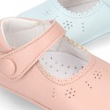 New Little Mary Jane shoes with velcro strap for babies in leather in seasonal colors.