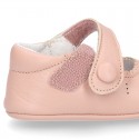 New Little Mary Jane shoes with velcro strap for babies in leather in seasonal colors.