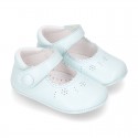New Little Mary Jane shoes with velcro strap for babies in leather in seasonal colors.