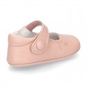 New Little Mary Jane shoes with velcro strap for babies in leather in seasonal colors.