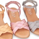 New Cowhide leather BRAIDED sandal shoes for toddler girls.