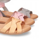 New Cowhide leather BRAIDED sandal shoes for toddler girls.