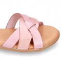 New Cowhide leather BRAIDED sandal shoes for toddler girls.