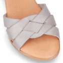 New Cowhide leather BRAIDED sandal shoes for toddler girls.