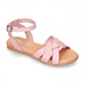 New Cowhide leather BRAIDED sandal shoes for toddler girls.