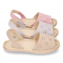 New Suede leather SANDAL shoes espadrille style with FLOWERS design.